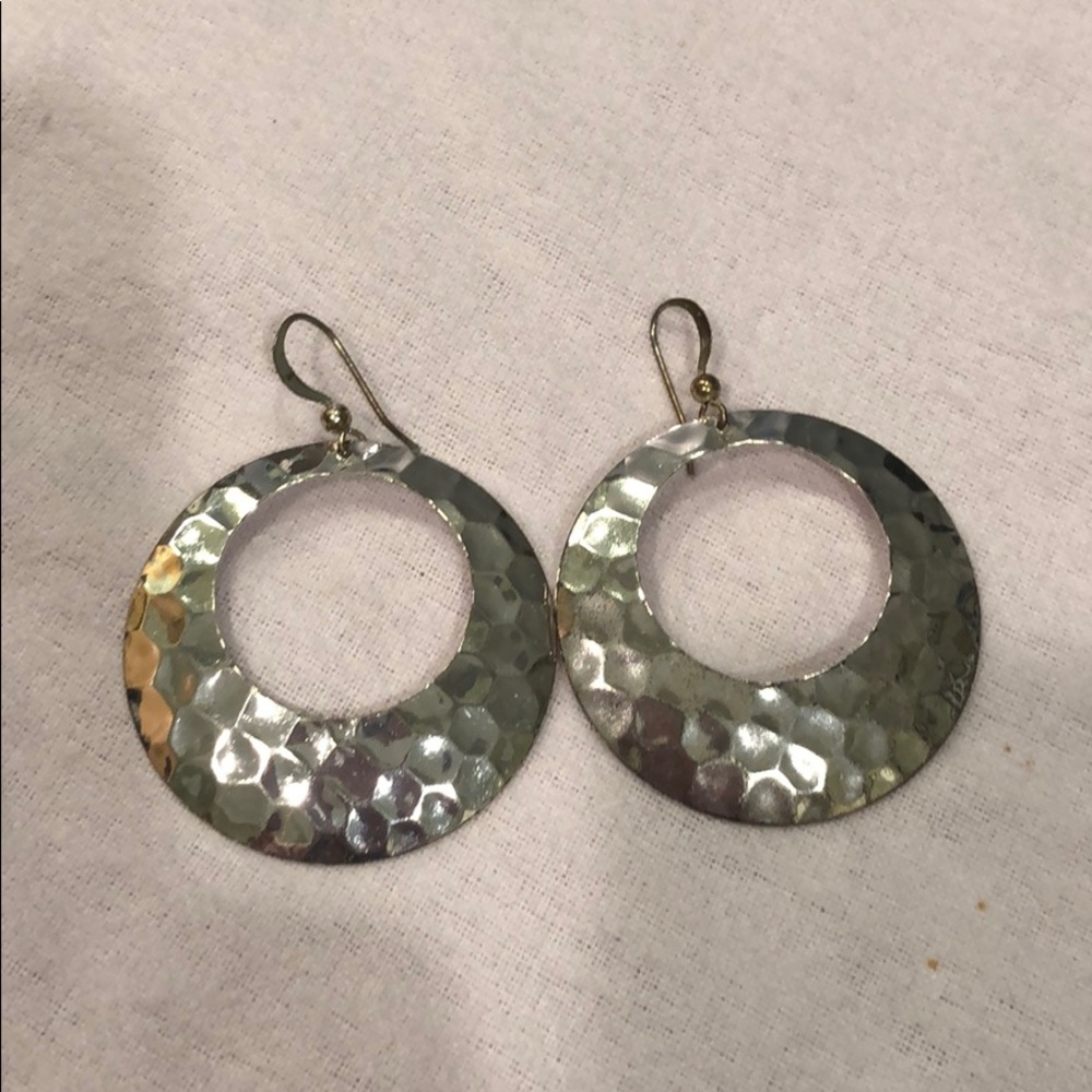Hammered Silver Hoop Earrings